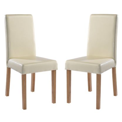 An Image of Oakridge Cream Finish Dining Chairs In Pair