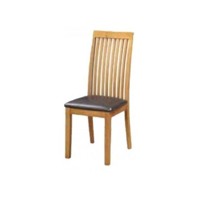 An Image of Hart Wooden Slatback Dining Chair In Oak Finish