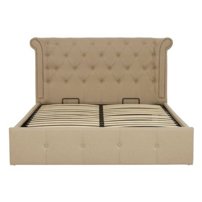 d534e6e74ac0fe10a37db568fcfb9d61cb70db66ed8dc5c710ac17313268ec96.jpg An Image of Cujam Fabric King Size Bed In Beige Hopsack Velvet