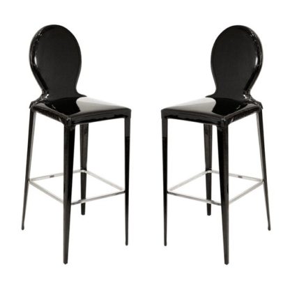 An Image of Tequila Black PVC Bar Stool In Pair