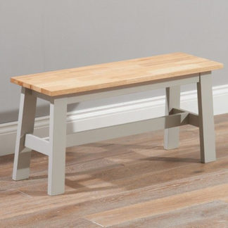 An Image of Antlia Wooden Small Dining Bench In Oak And Grey