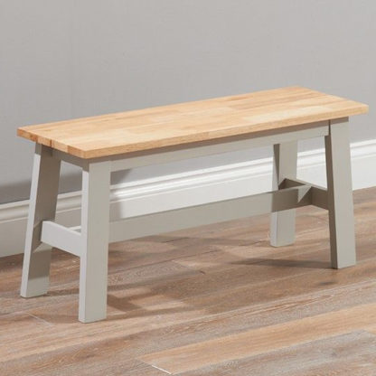 An Image of Antlia Wooden Small Dining Bench In Oak And Grey