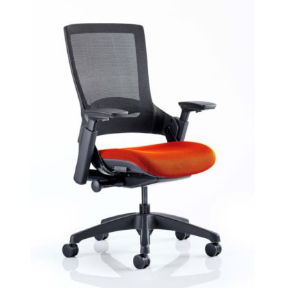 d669f9e8be858f3ab4deee2b31b461c4dcc035b65876ecd1f15bf5c81fa39250.jpg An Image of Molet Black Back Office Chair With Tabasco Red Seat