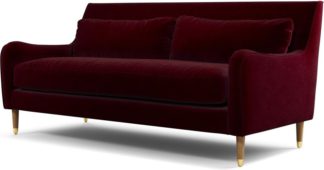 An Image of Content by Terence Conran Oksana 3 Seater Sofa, Plush Burgundy Velvet with Light Wood Brass Leg