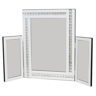 An Image of Elena Dressing Table Mirror In White With Acrylic Crystal Detail