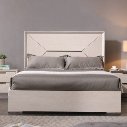 An Image of Canaria King Size Bed In Cream Walnut High Gloss