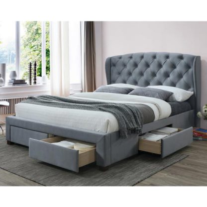d6c3b8367253f4416054214ac5baeb7c6387cae8e9c44ae59197d392086531ce.jpg An Image of Hope Fabric Double Bed In Grey Velvet