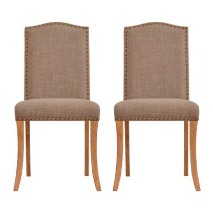 An Image of Evesham Beige Finish Dining Chair In Pair