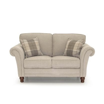 An Image of Colette Fabric 2 Seater Sofa In Pewter With Wooden Legs