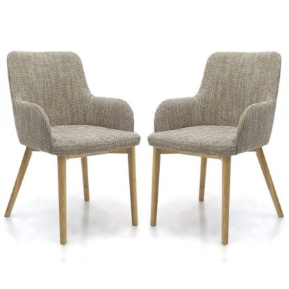 d708d190beed78647389722179a65a20244594e65502cdd3d1a4d99b1917f995.jpg An Image of Zayno Fabric Dining Chair In Natural Tweed In A Pair
