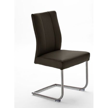 An Image of Alamona 1 Dining Chair In Brown Faux Leather