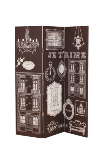 An Image of Bourgeoise French Canvas Room Divider In Printed Monochrome