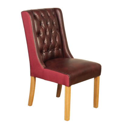 An Image of Olivia Leather Dining Chair In Burgundy And Plum