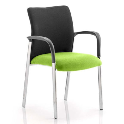 An Image of Academy Black Back Visitor Chair In Myrrh Green With Arms