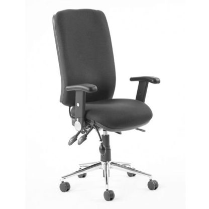 d80a7f002f8ebed249fab3f986d76bea978c674ec81897fd238b0934f36dd725.jpg An Image of Chiro Fabric High Back Office Chair In Black With Folding Arms