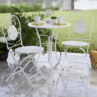 An Image of Intellifit Steel Set Of 3 Small Space Bistro Patio Set In White
