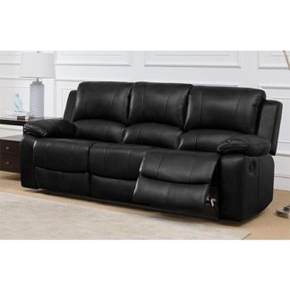 An Image of Andalusia Recliner LeatherGel And PU 3 Seater Sofa In Black