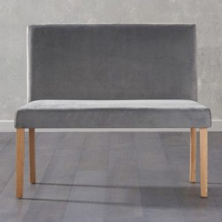 An Image of Miram Small Plush Grey Sof Fabric Dining Bench With Back