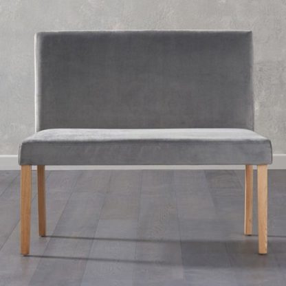 An Image of Miram Small Plush Grey Sof Fabric Dining Bench With Back