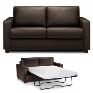 An Image of Saffy Brown Faux Leather Fold Away Sofabed
