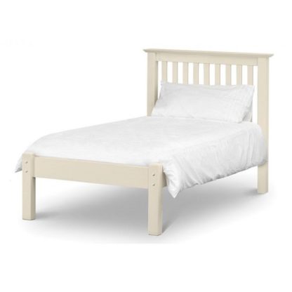 An Image of Velva Wooden Single Low Foot Bed In Stone White