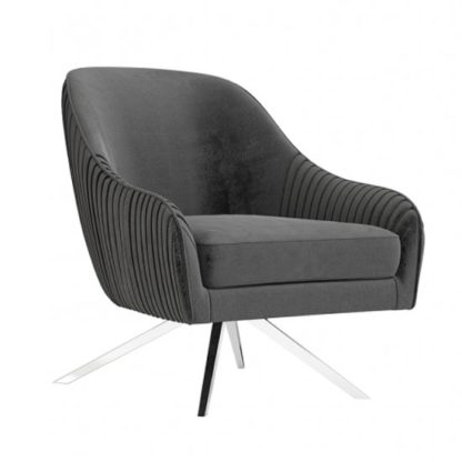 d86b8cafb1bbf811943fae609a8ff18dd348c7c977fa4e16d9cc8545945748b5.jpg An Image of Bianca Velvet Fabric Swivel Lounge Chair In Dark Grey