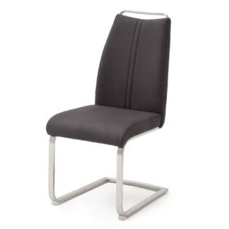 An Image of Giulia Leather Cantilever Dining Chair In Anthracite