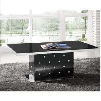 An Image of Levono High Gloss Coffee Table In Black With Rhinestone