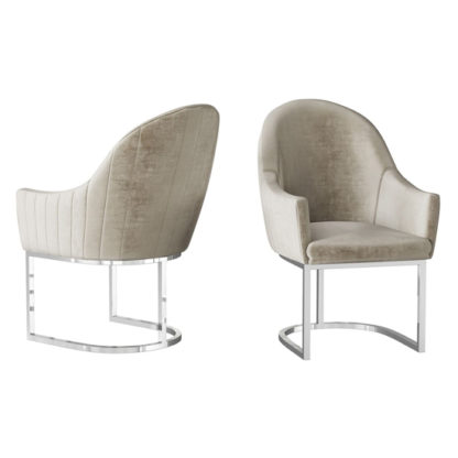 d89fde05714e9aaa3695f79cb0886d4b90a68626ec6e65b772ac12d35a21b78c.jpg An Image of Viola Mink Velvet Fabric Dining Chairs In Pair