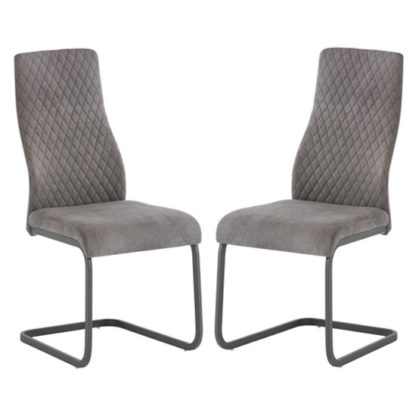 An Image of Palermo Light Grey Fabric Dining Chair In A Pair