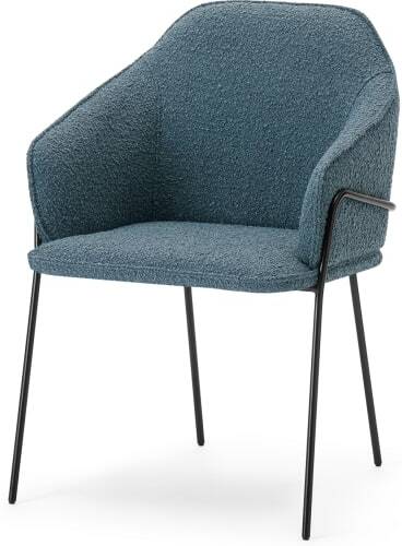 An Image of Stanley Carver Dining Chair, Dust Blue Boucle & Black