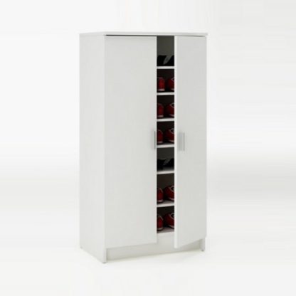 An Image of Devon Shoe Storage Cabinet In Pearl White With 2 Doors