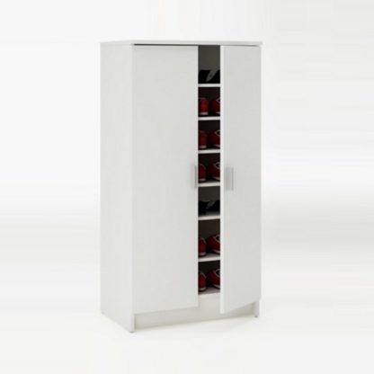 d9604c9faf9ad084ba11780aafe108225cce332751e3b8cc5f4a864c5b5ccf94.jpg An Image of Devon Shoe Storage Cabinet In Pearl White With 2 Doors
