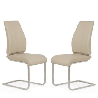 An Image of Dawlish Dining Chair In Taupe Faux Leather In A Pair