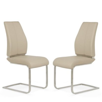 d96a83da88addd6652e409dbfa83b6dc897eabf774cba00d155bd867ef96734c.jpg An Image of Dawlish Dining Chair In Taupe Faux Leather In A Pair