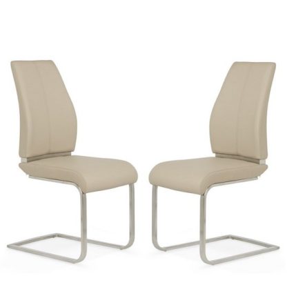 An Image of Dawlish Dining Chair In Taupe Faux Leather In A Pair