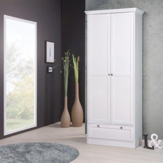 An Image of Country Shoe Cupboard In White With 2 Doors And 1 Drawer