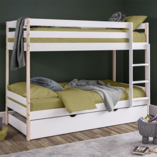 An Image of Nova Wooden Bunk Bed With Guest Bed In White Lacquer