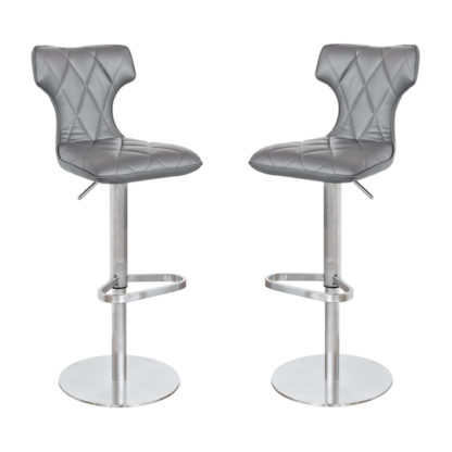 da25661445c8194e616b478fc63b9aa3fe7d855773b5dd1cb13e40d502dba0c3.jpg An Image of Ava Grey Leather Bar Stool In Pair