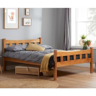 An Image of Miami Wooden Small Double Bed In Antique Pine