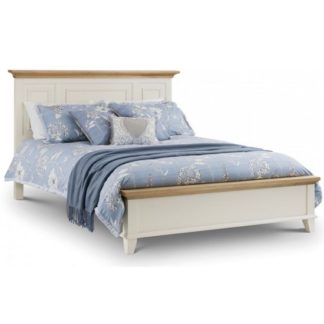An Image of Portland Wooden King Size Bed In Stone White Lacquer