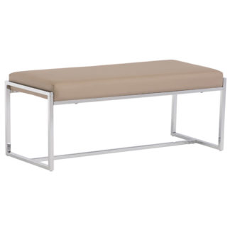 An Image of Soho Faux Leather Dining Bench In Stone