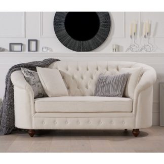 An Image of Astoria Chesterfield 2 Seater Sofa In Ivory Fabric