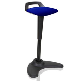 An Image of Spry Fabric Office Stool In Black Frame And Stevia Blue Seat