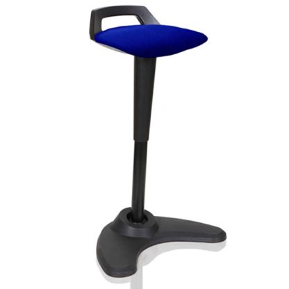 da7c72283e14f0d09af0c4327d876bbbdb28895eb0712c665adda93b14c60eb6.jpg An Image of Spry Fabric Office Stool In Black Frame And Stevia Blue Seat