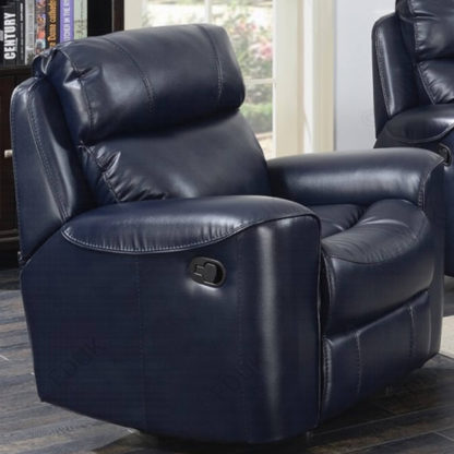 An Image of Mebsuta Leather Lounge Chaise Armchair In Navy