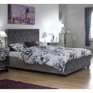 An Image of Utah Ottoman Wooden Double Bed In Grey