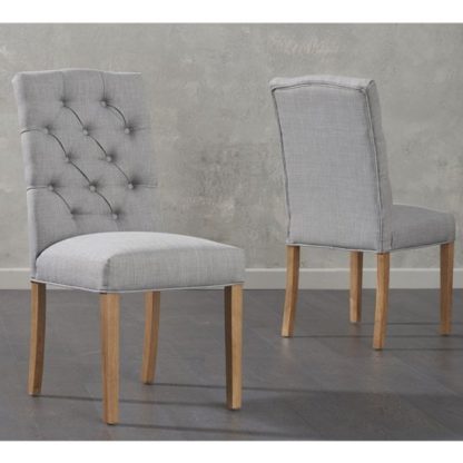 An Image of Camelopardalis Grey Fabric Dining Chairs In Pair