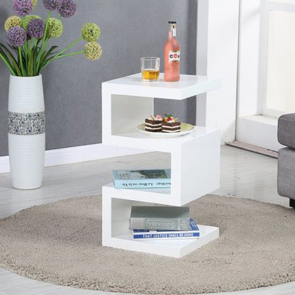 db0d3d8706673fe2ccf2d86640e7f2b2ac6ef32bd8a56f3bd1f0460e13afaf71.jpg An Image of Trio Modern Side Table In White High Gloss