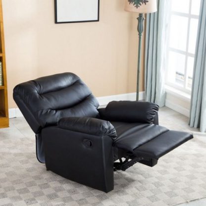 An Image of Henrick Modern Recliner Chair In Black Faux Leather